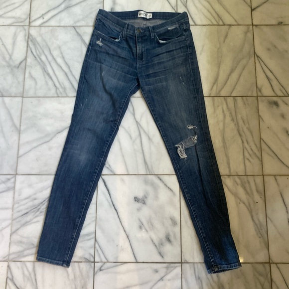 Straight Leg Mid Rise Distressed Jeans. - Picture 2 of 5